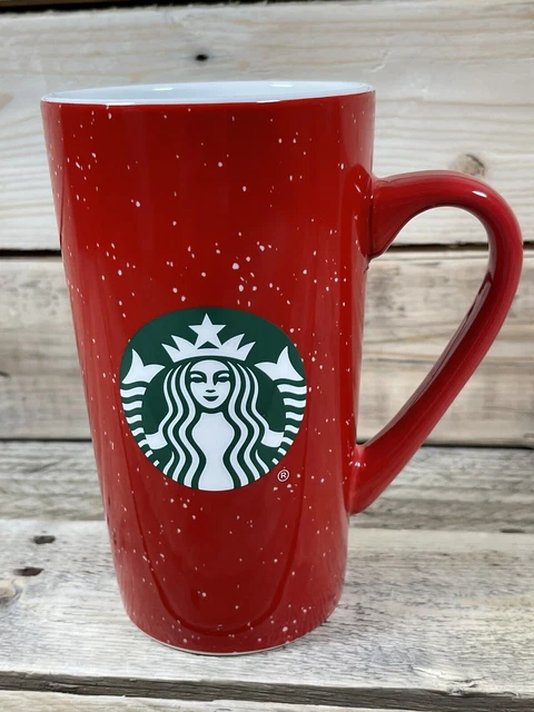 Starbucks Mug 2020 Logo Holiday Large 16 oz Tall Coffee Red White Flakes Dot Cup