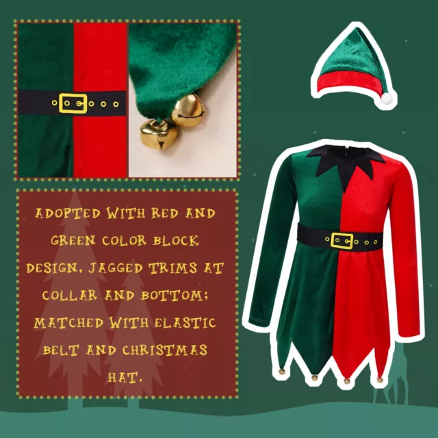 Abito Babbo Natale ragazze elfo costumi cosplay abito con cintura vita