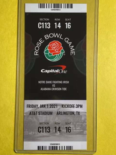 2021 ROSE BOWL Commemorative Ticket Stub - NOTRE DAME vs ALABAMA