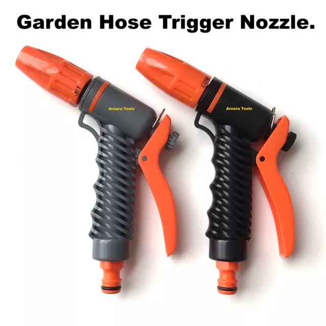 HOSE Jet TRIGGER NOZZLE- ADJUSTABLE SPRAY PATTERN - SNAP ON CONNECTION - NEW