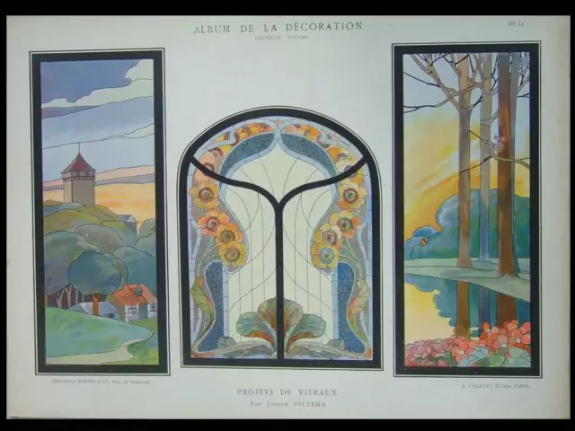 Vitraux Art Nouveau, Joseph Pilters - 1900 - Planche