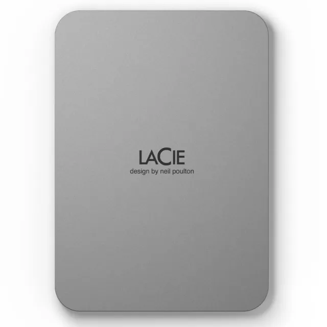 LaCie Mobile Drive, 4TB, External Hard Drive Portable - Moon Silver, USB-C 3.2,
