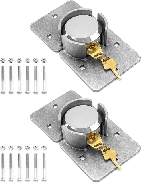 Steel Puck Lock, 2 Pack Hidden Shackles with Keys for Trucks, Gates, Vans and Ve