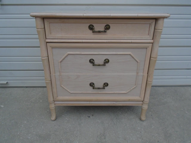 Faux Bamboo Bachelor Chest 3 drawers LG Nightstands Broyhill Dresser Regency Boh