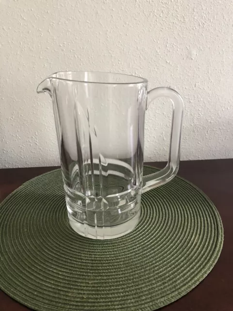 Vintage Tall Clear Glass Water Pitcher 8.75" Tall HEAVY