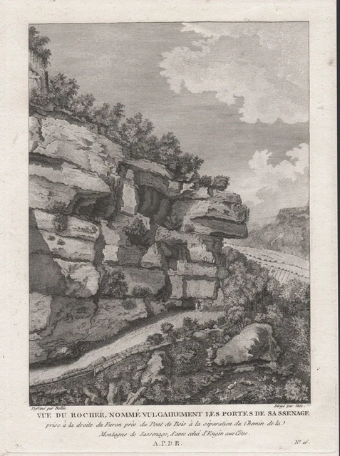 Sassenage Preciosier rocher mont Auvergne vue estampe gravure engraving 1780