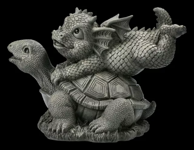 Figura de Jardín - Dragón Con Tortuga - Fantasía Decoración Balcón