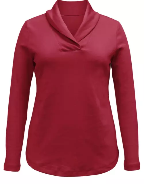 Karen Scott Women's Cotton Shawl-Collar Top Red Amore Size M, MSRP $37