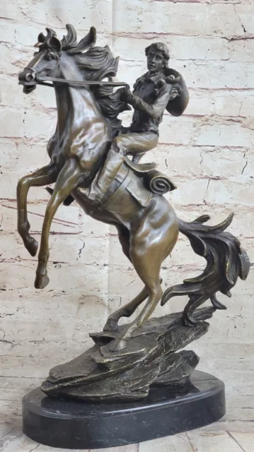 Bronco Buster Kamiko Western Cowboy Horse Rodeo Rider Bronze Marble Statue Art