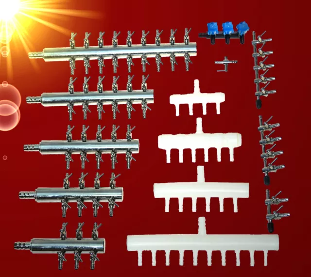 Aquarium Teich ❤️ 1-18fach LUFTVERTEILER ❤️für 4/6 Luftschlauch regelbar Zubehör