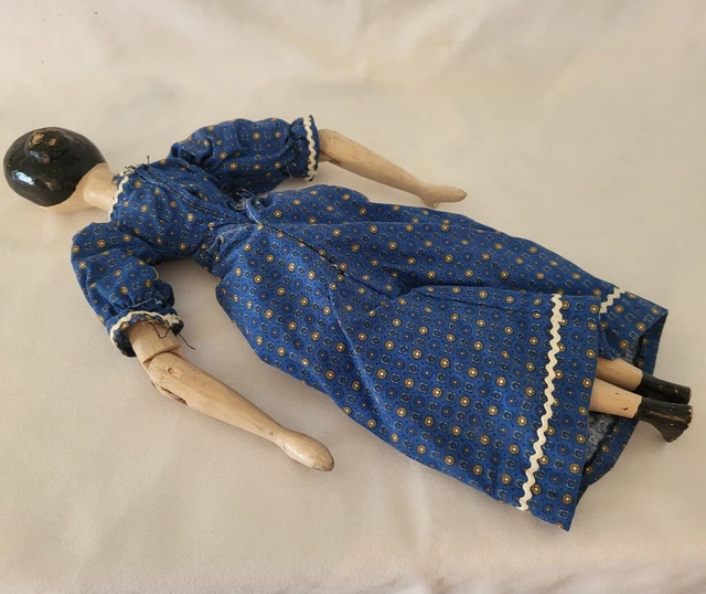 Antique Carved 17" Peg Wooden Doll 3