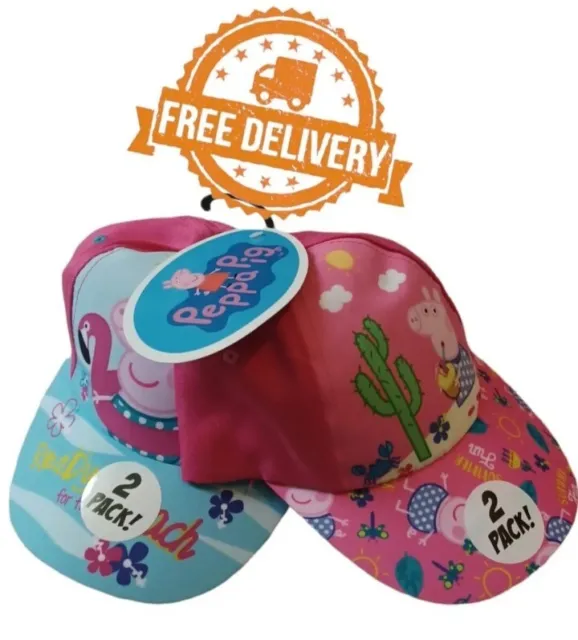 Kids Baseball Caps 2 Pack Peppa Pig Purple & Pink One Size Brand New With Label