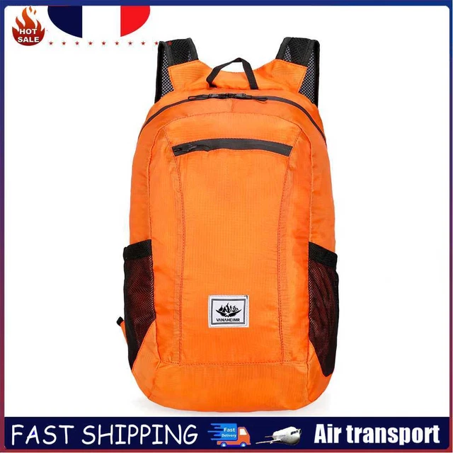 20L Large Waterproof Folding Climbing Backpack Bag Travel Rucksack (Orange)