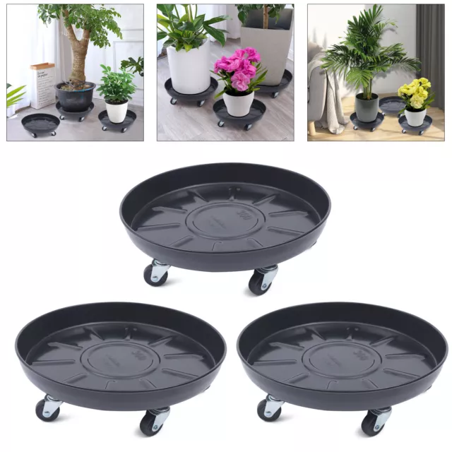 3 Pack Plant Dolly Rolling Flower Pot Holder Stand Patio Pot Trolley with Wheel