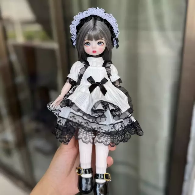 Kids Gift Full Set Ball Jointed 1/6 Pretty Girl BJD Doll Eyes Dress Makeup Toys