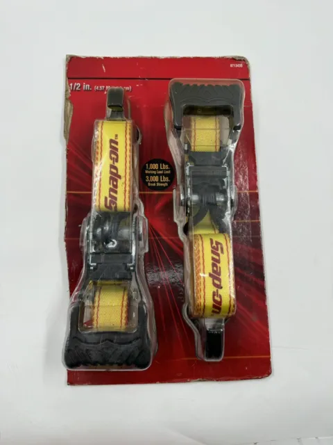 Pair of SNAP-ON Heavy Duty Ratcheting Tie Down Straps 15' x 1 1/2" Brand New