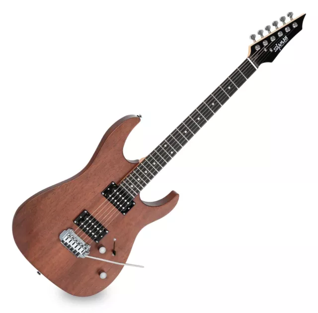 Shaman E-Gitarre ST Style Design Humbucker Nyatoh Ahorn Cutaway Satin Walnut