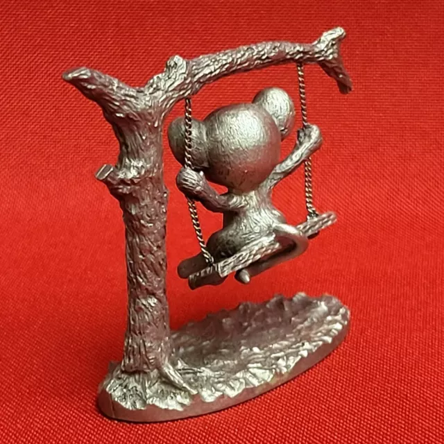 Vintage Spoontiques PP 393 Pewter Mouse Miniature Swing Figurine 1986 2