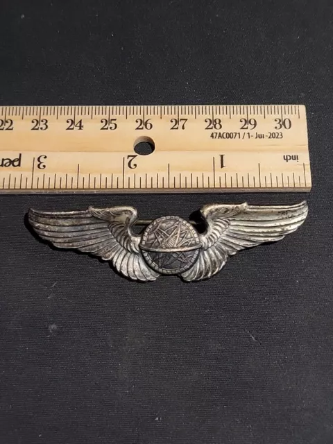 Sterling Silver WWII US Army Air Force Navigator Wings 3" Sterling Silver