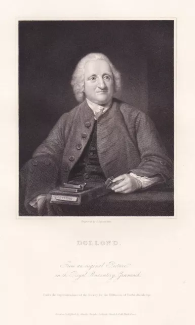 John Dollond Anglais Optician Opticiens Teleskopbauer Portrait Engraving 1835