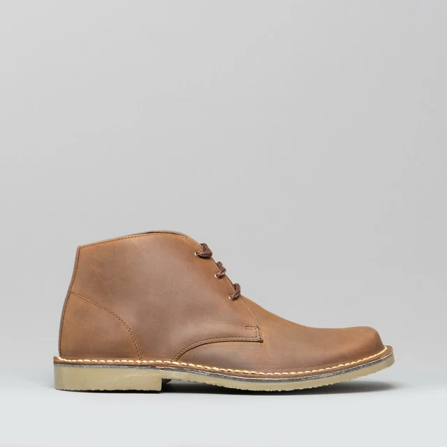 ROAMERS MENS Eye Square Toe Wide Fit Waxy Leather Ankle Desert