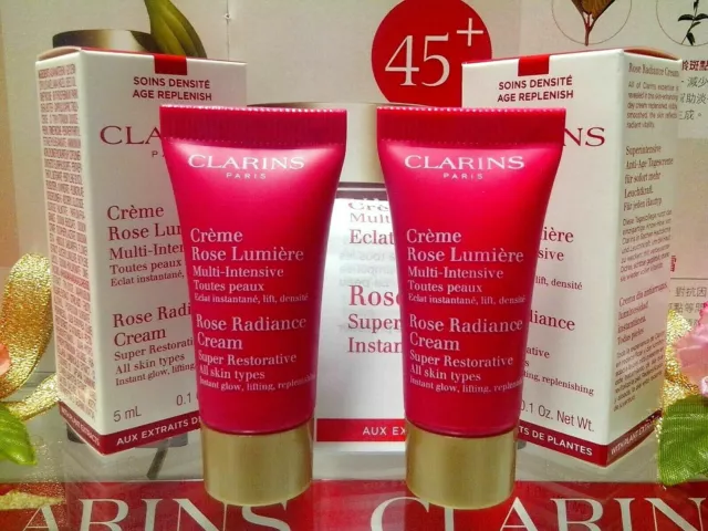 30%OFF! ❀ ☾2 PCS☽ Clarins Super Restorative Rose Radiance Cream ☾5mL☽ BOX ❀ P/F!