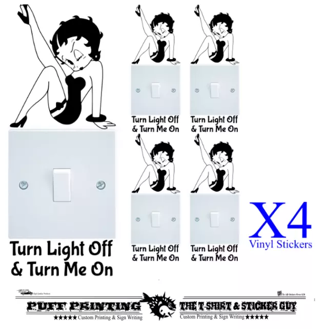 Betty Light Switch Boop Decals Vinyl Art  Wall Stickers Love Gifts bedroom kids