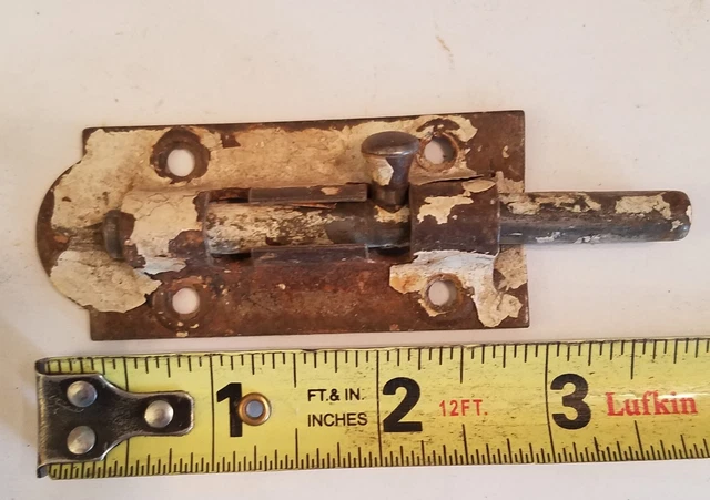 Vintage 2 Barn Door Latch and Hooks, a small latch and two random pieces.   M301 5