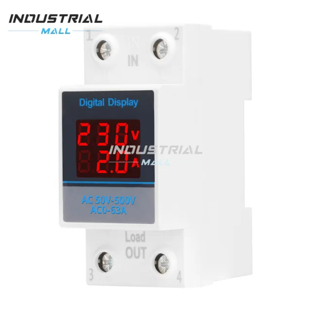 Digital Voltmeter Ammeter AC 50-500V Din Rail Frequency Current Voltage Meter