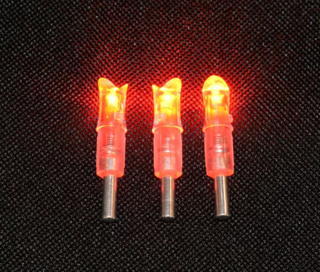 3 Crossbow Red LED Lighted Half Moon Nocks Carbon Arrows .303 Press Fit 7.6mm