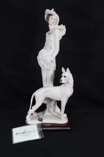 Statuetta in porcellana Giuseppe Armani Firenze ""Signora con cane"" altezza 47 cm (P58)