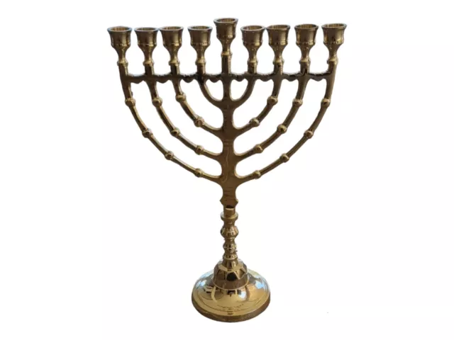Hanukkah Menorah Hanukia 9 Branches Vintage Brass Chanukah Candle Holder