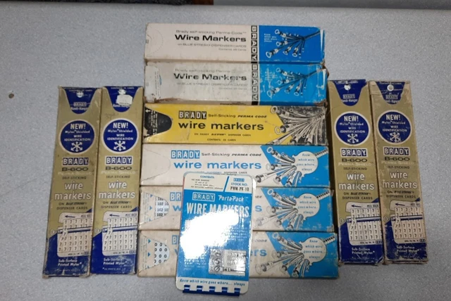 Lot Of 10 Brady B-600 Wire Markers Vintage Boxes Some New Huge Lot