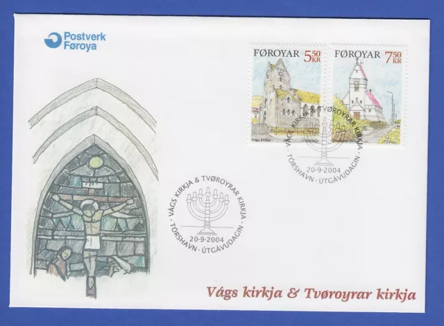 Färöer-Inseln 2004 Mi.-Nr. 511-12 Kirchen Vagur und Tvoroyri auf FDC