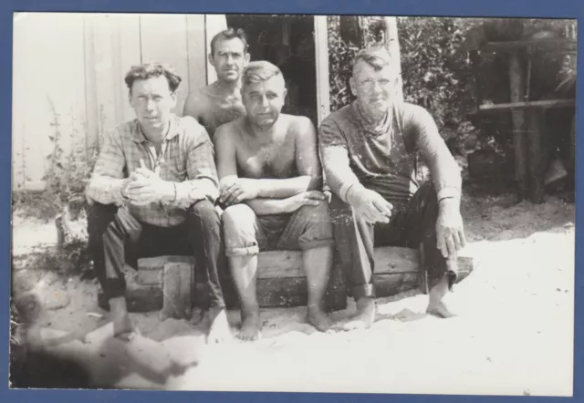 Handsome Guys smoking cigarettes, naked torso, bulge Soviet Vintage Photo USSR