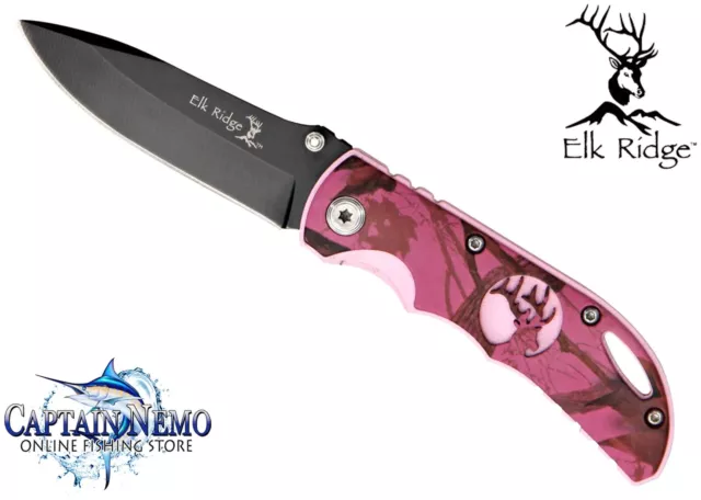 Elk Ridge Pink Camouflage Linerlock Folding Pocket Knife Hunting Knife Er134Pc