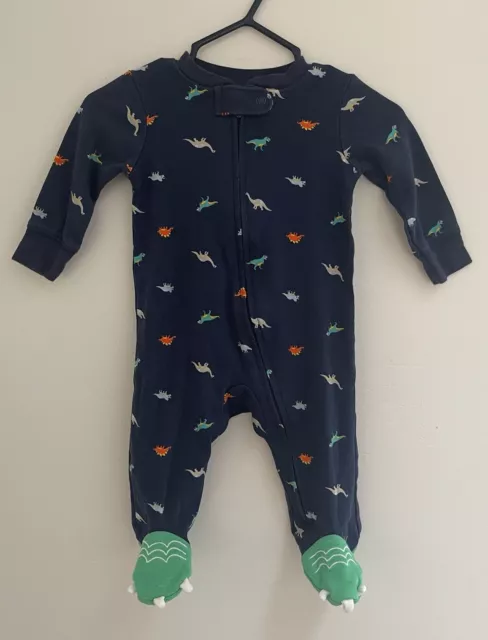 Carters Baby Boys Cute Dinosaur Footie Zip-Up Long Sleeve Sleep & Play Navy 3 M