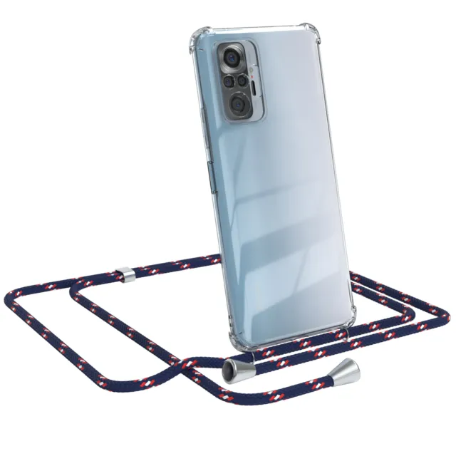Pour Xiaomi Redmi Note 10 Pro Portable Accrocher Corde Chaîne Bleu Camouflage