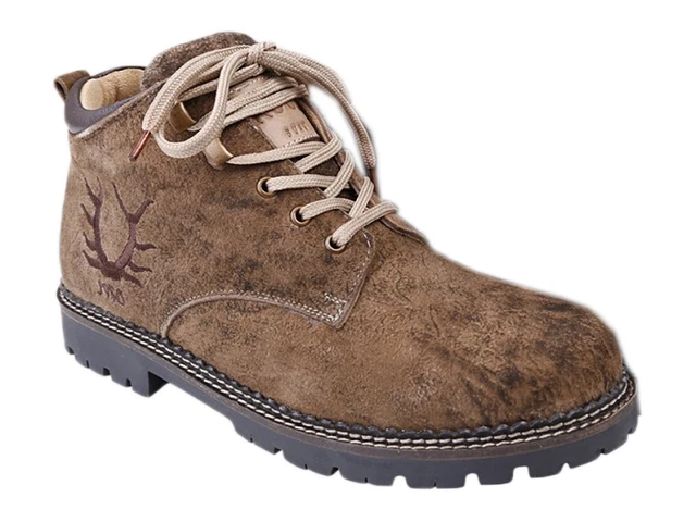 KRÜGER Buam Herren Stiefeletten Wilderness – Derbe Trachtenstiefel Aus Leder | Hellbraun, Modell 9560-7 | Für Volksfest, Freizeit & Zur Lederhose Oder Jeans