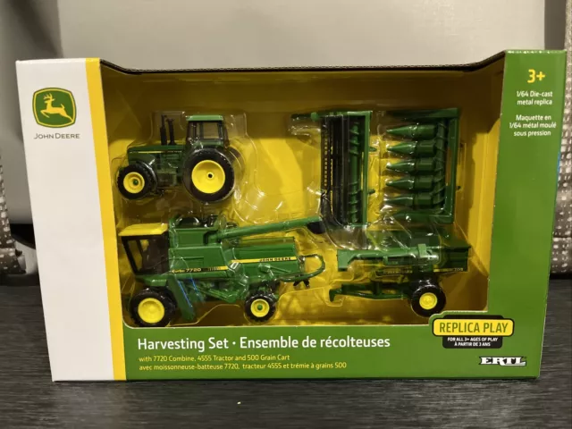 2022 ERTL 1:64 JOHN DEERE Harvest Set 7720 Combine 4555 Tractor & 500 Grain Cart