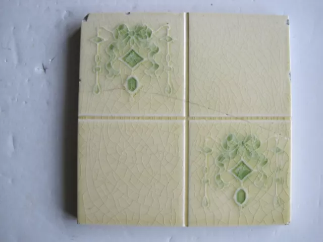 Antique Art Nouveau Relief Moulded Quartered Tile - T & R Boote  C1906-7