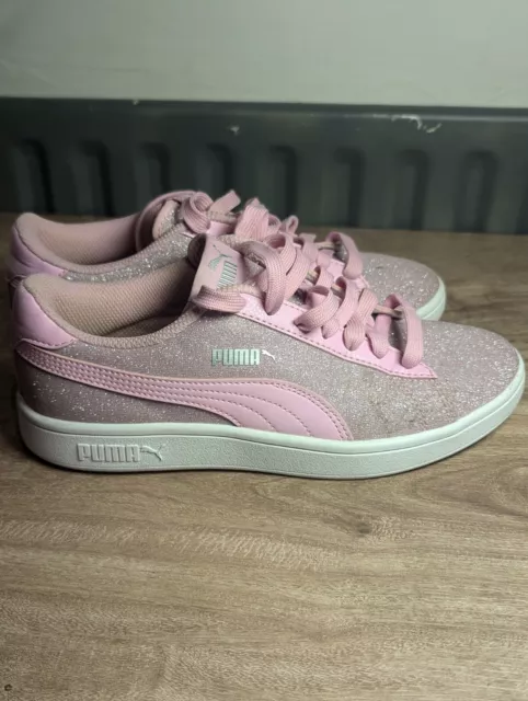 PUMA SMASH V2 Glitz Glam Sneakers Pink Womens 5 Comfort Sparkle Glitter 25.00 PicClick UK
