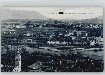 panorama dal Castello e Monte Calvario spedita f p Gorizia 1927 