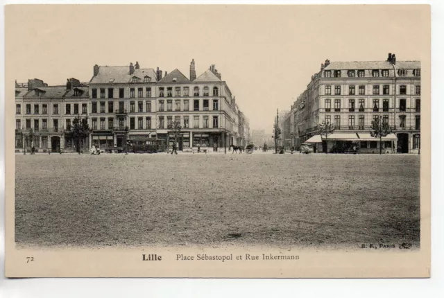 LILLE - North - CPA 59 - small tram plan Place sevastopol & rue Inkermann