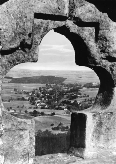 AK, Frauenstein i. Erzgeb., Blick von der Burgruine nach Kleinbobritzsch, 1965
