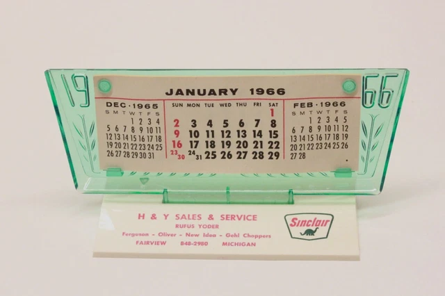 NOS Vintage Sinclair Service Station 1966 Calendar Gas Oil Sign Store Display