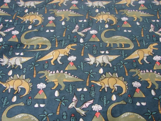Dinosaurs Green Flannelette Cotton FLAT Cot Sheet Handmade