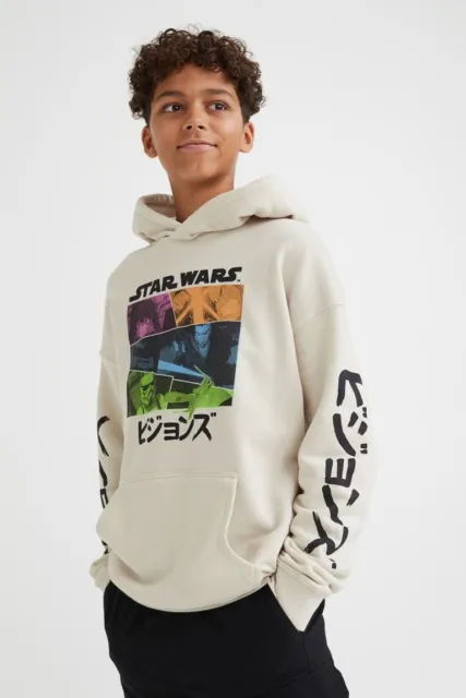 H & M X Star Wars Boys 12 13 14 Beige Hoodie Jumper Sweater Suit anime youth