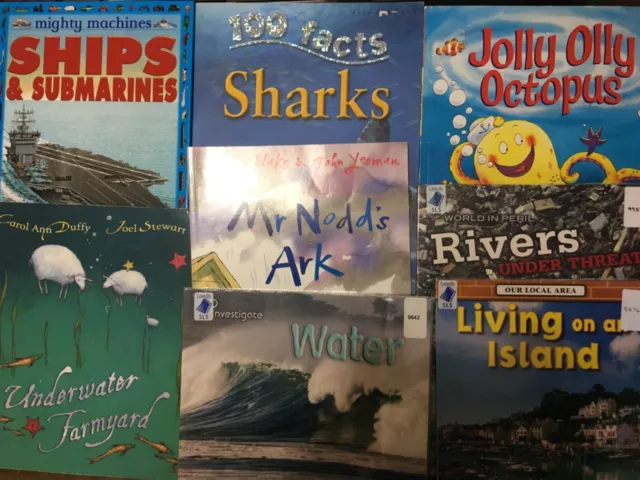Lot Of 8 Educational And Funny Books For Children About Sea Inhabitants