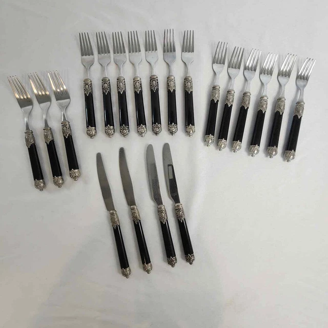 Utensilios Renaissance 20 piezas mango negro acero inoxidable 18/10